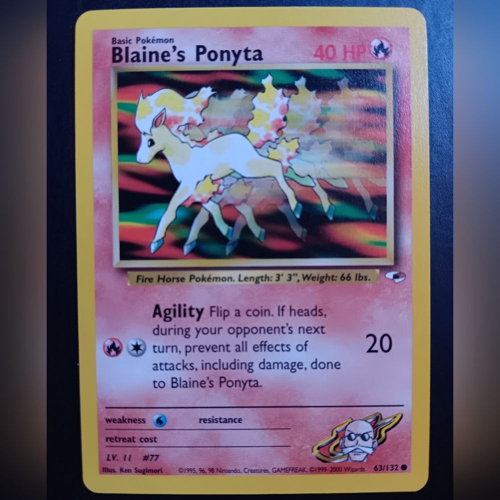 Blaine's Ponyta Pokemon Card - Gym Heroes - NO. 63/132 Common Non-Holo